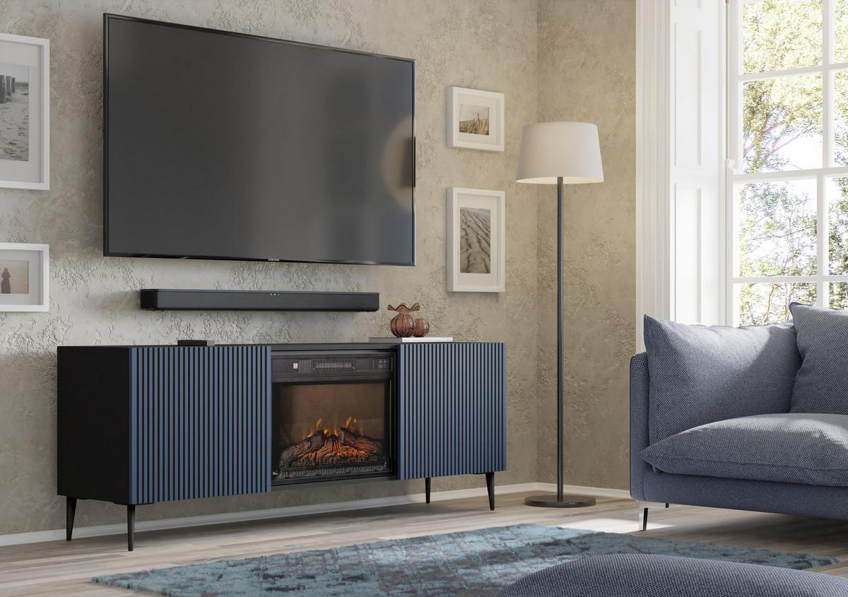 KOMMODE Schwarz, Marineblau 170/63/42 - Schwarz, Holzwerkstoff (170/63/42cm) - RAUMHIRSCH FURNITURE