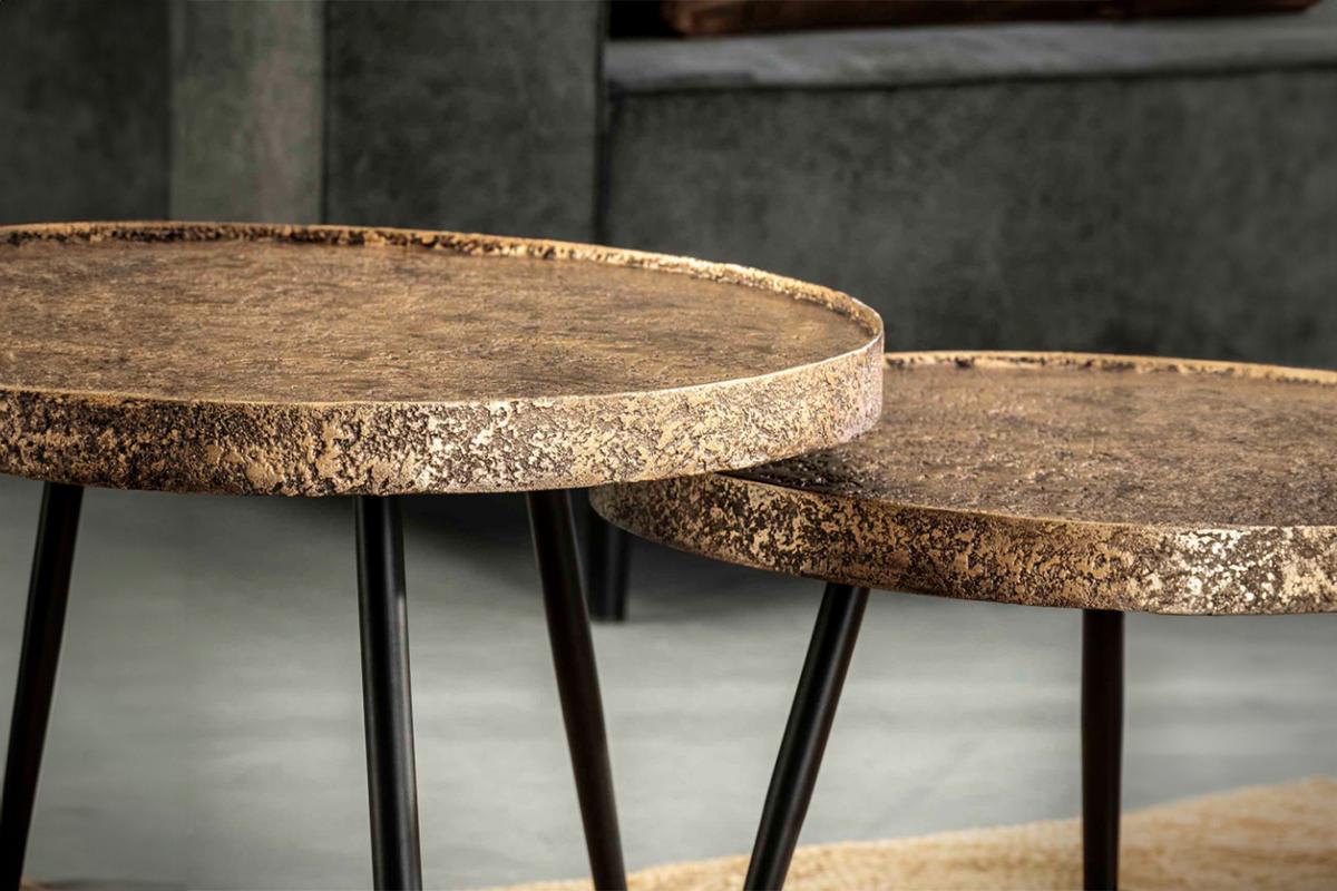 COUCHTISCH ARINOS 2ER SET Bronze Metall - Schwarz/Bronzefarben, Metall (74/74/50cm) - KAWOLA