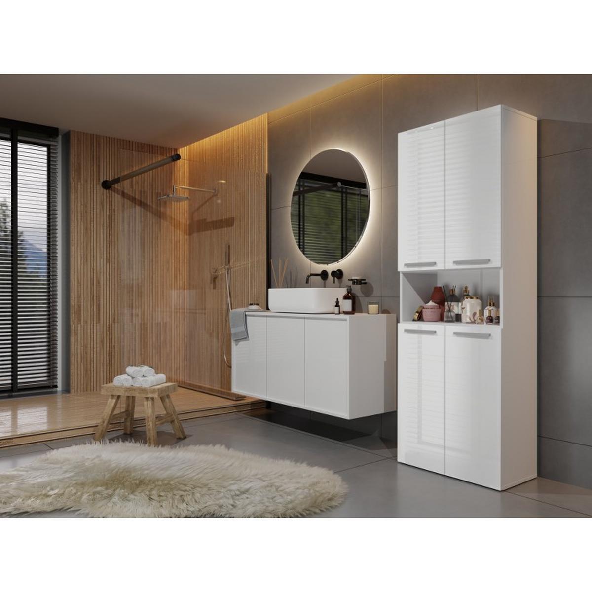 BADEZIMMERSCHRANK Weiß, Hochglanz Weiß 60/174/30 - Weiß, Holzwerkstoff (60/174/30cm) - RAUMHIRSCH FURNITURE