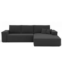 ECKSOFA NOVA Rechts mit Schlaffunktion und Bettkasten Anthrazit - Anthrazit, Kunststoff/Textil (294/185cm) - Idohome