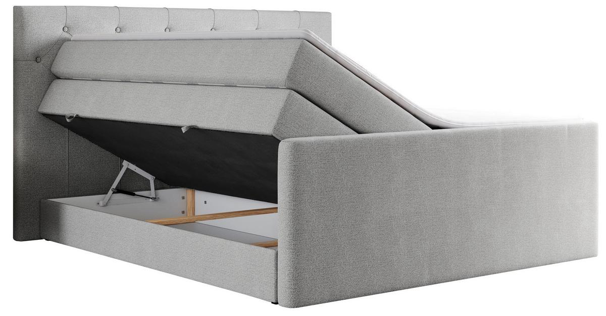 BOXSPRINGBETT KING VELEN 140/200 Hellgrau Struktur - H3 - Hellgrau, Holz/Textil (140/200cm) - MKS