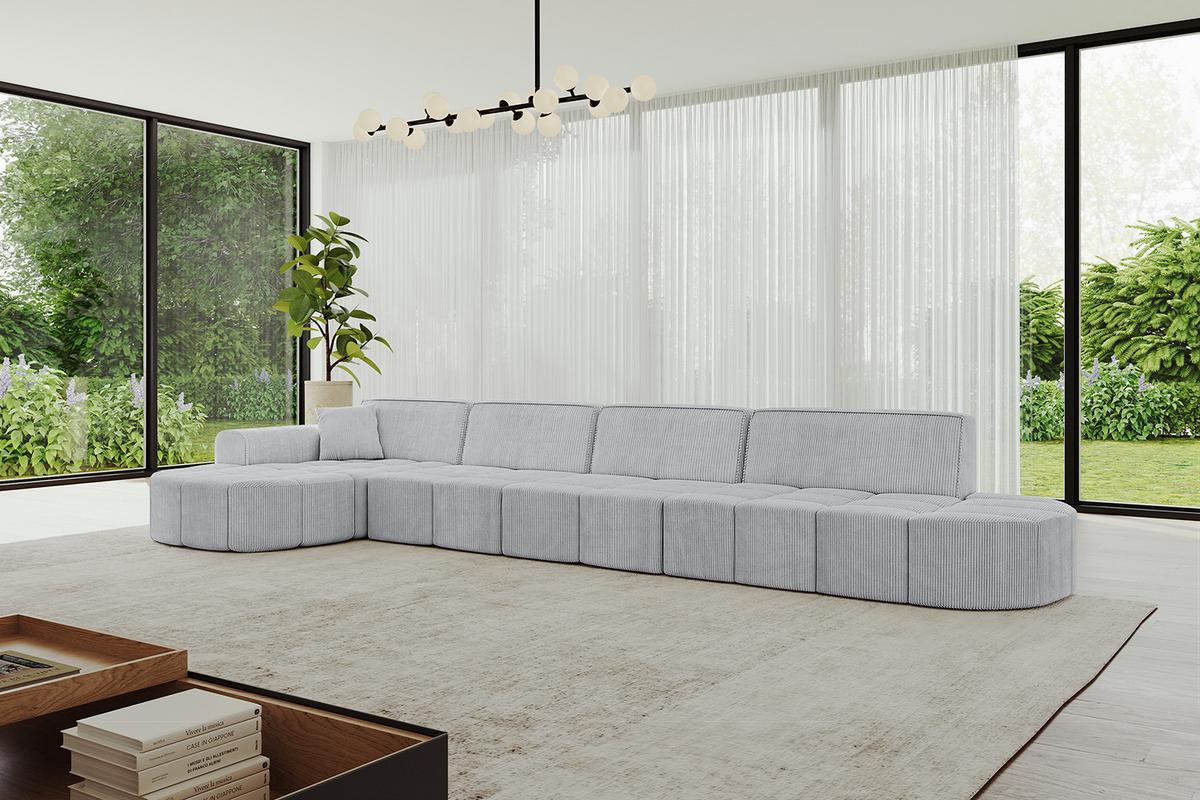 ECKSOFA Ottomane Links LIVO-L3 - 422x173x79,5 cm Grau - Grau, Holzwerkstoff/Textil (422/173cm) - ALTDECOR