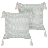DEKOKISSEN 2er-Set Mintgrün 42/42 cm Hakone - Mintgrün, Textil (42/42cm) - Beliani