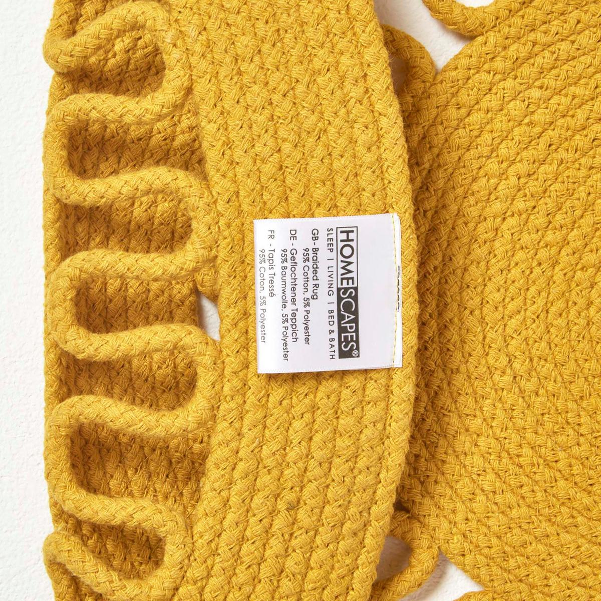 TEPPICH geflochten rund mit Häkel-Muster 90 cm - Currygelb, Textil (90/90cm) - Homescapes