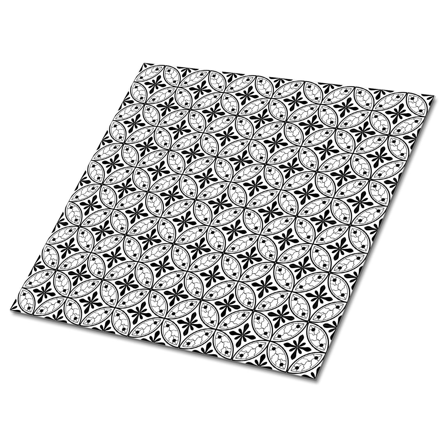 FLIESENAUFKLEBER 9 Stück 30x30 cm selbstklebend Indonesisches Muster - Schwarz, Textil (30/1.6/30cm) - TULUP