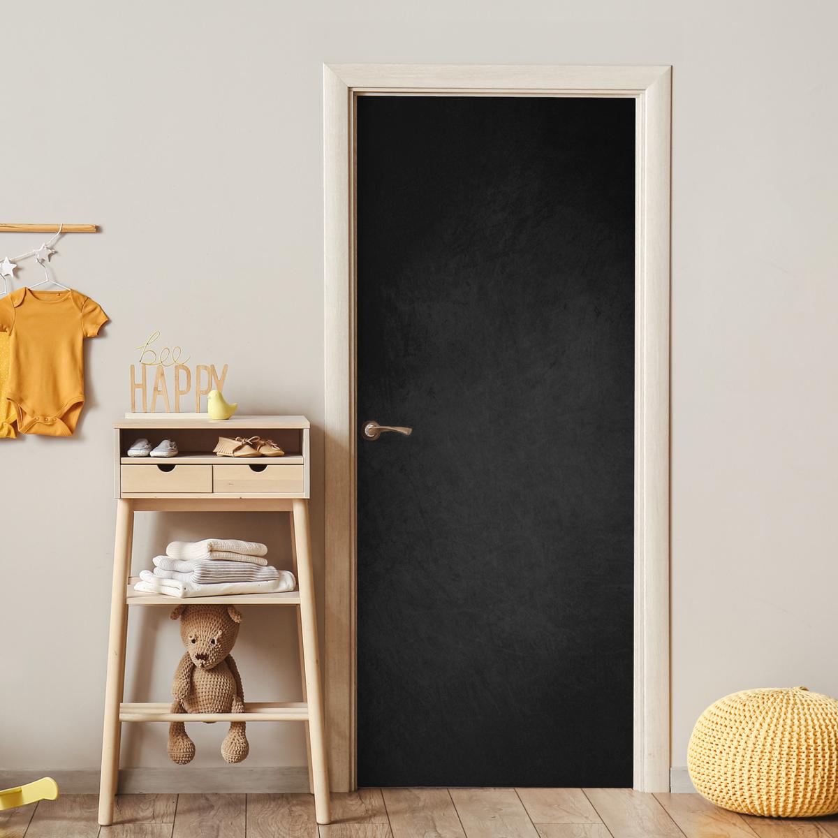 TÜRAUFKLEBER Beton - Schwarz - Grau - Strukturiert - Industriell Wanddeko 90x205 cm - Türtapete - Dunkelgrau, Kunststoff (90/0.1cm) - MuchoWow
