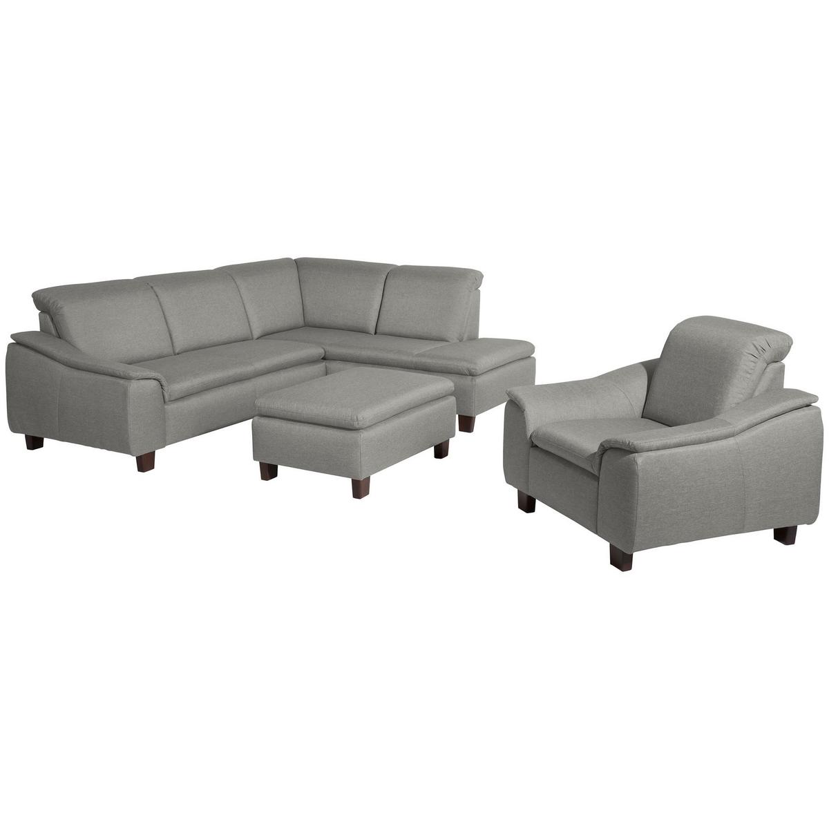 ECKSOFA mit Ottomane rechts Kaylil Flachgewebe hellgrau - Hellgrau, Kunststoff (187/247cm) - 58aufmkessel