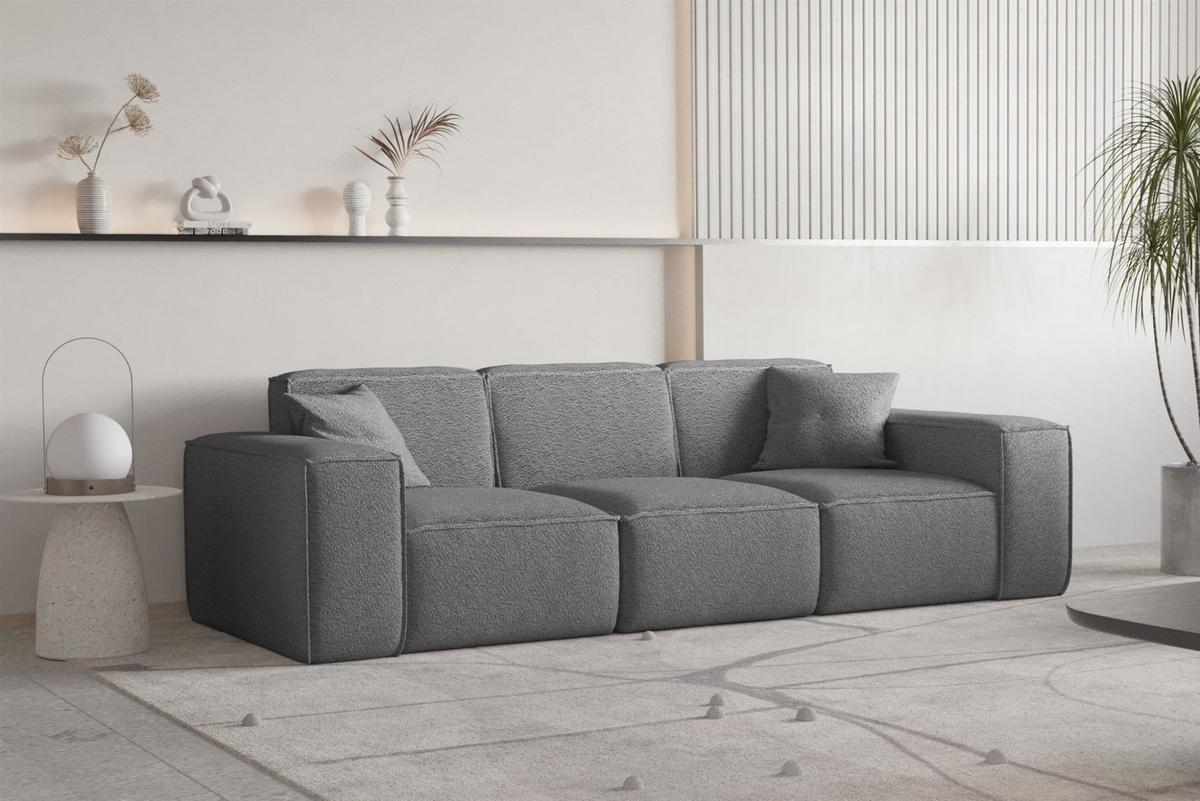 SOFA Celes Premium 3-sitzer Ascot Bukla - Graphitfarben, Holzwerkstoff/Textil (225/73/88cm) - Fun Möbel