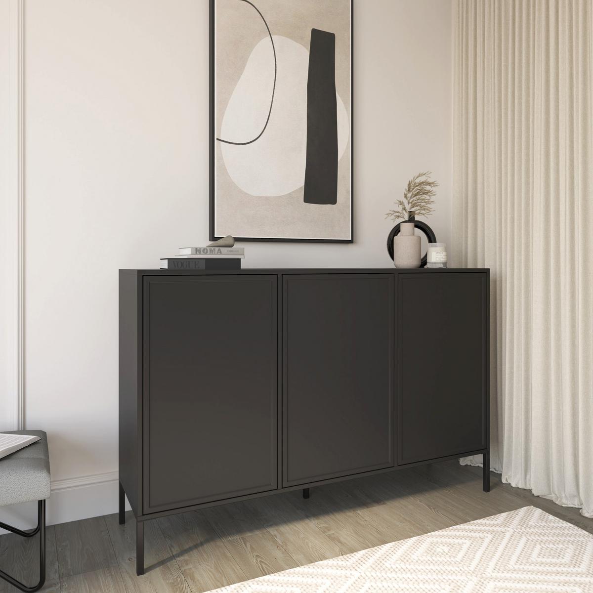 SIDEBOARD Velveto Schwarz 150 cm - Schwarz, Holzwerkstoff/Metall (150/86/40cm) - Selsey