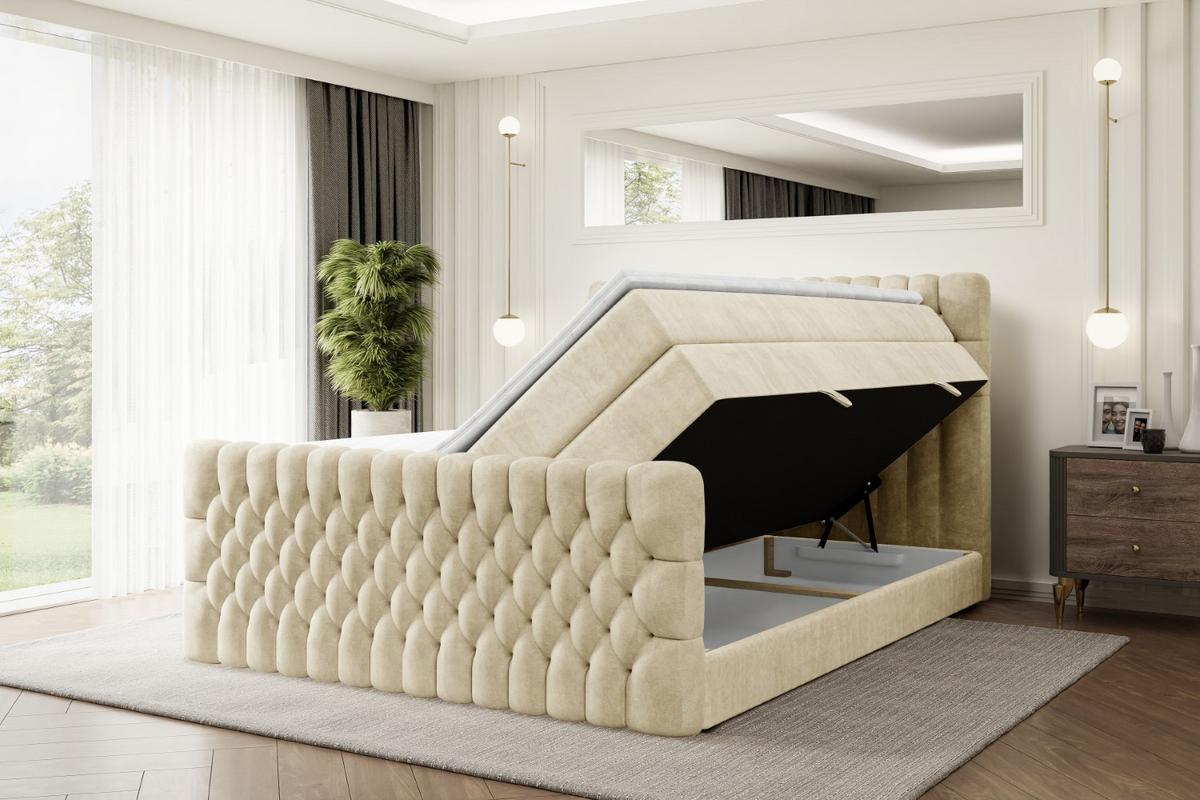 BOXSPRINGBETT SERENE-Z KING - 140 x 200 - H3/H4 - Beige - Beige, Holzwerkstoff (140/200cm) - ALTDECOR
