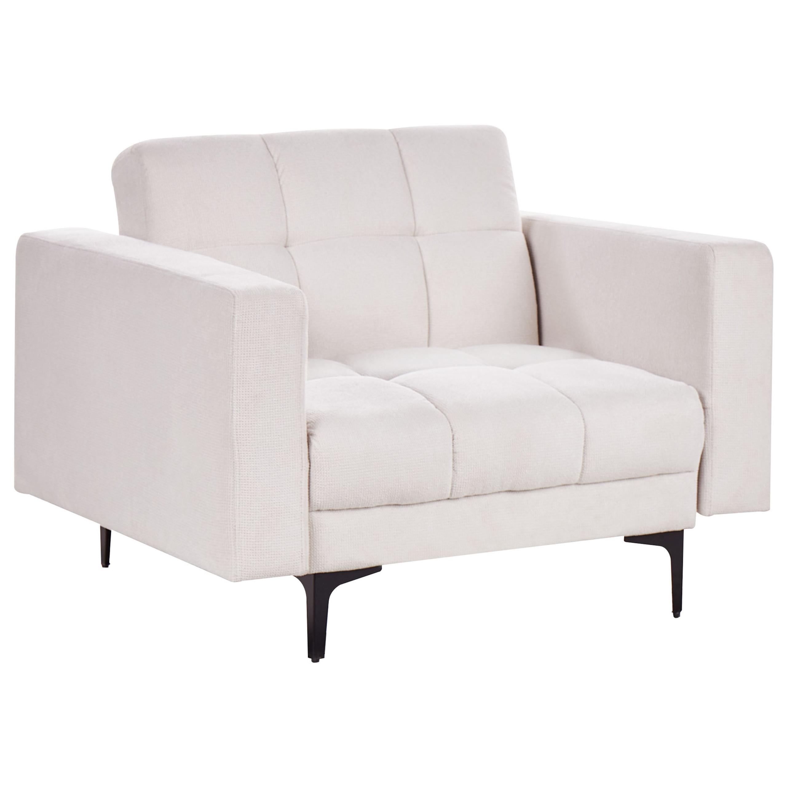 SESSEL Stoff Cremeweiß Alnes - Creme/Schwarz, Textil (110/77/89cm) - Beliani