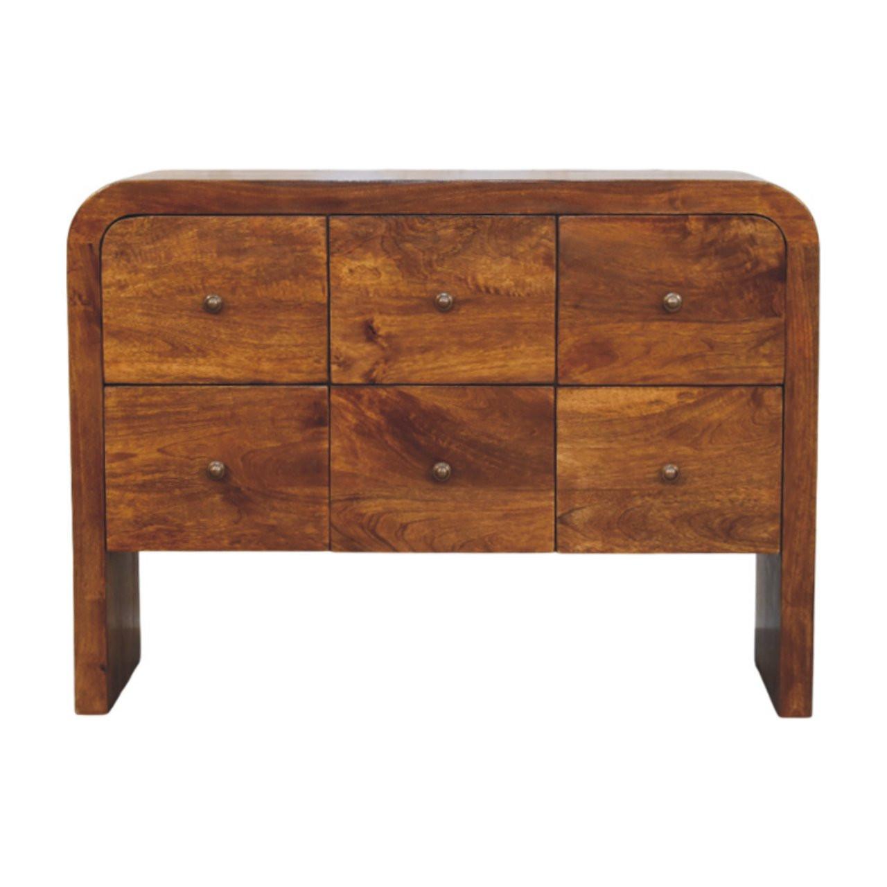 KOMMODE mit edlem Kastanien-Finish, 6 Schubladen, braun - Braun, Holz (110/80/35cm) - Artisan Furniture