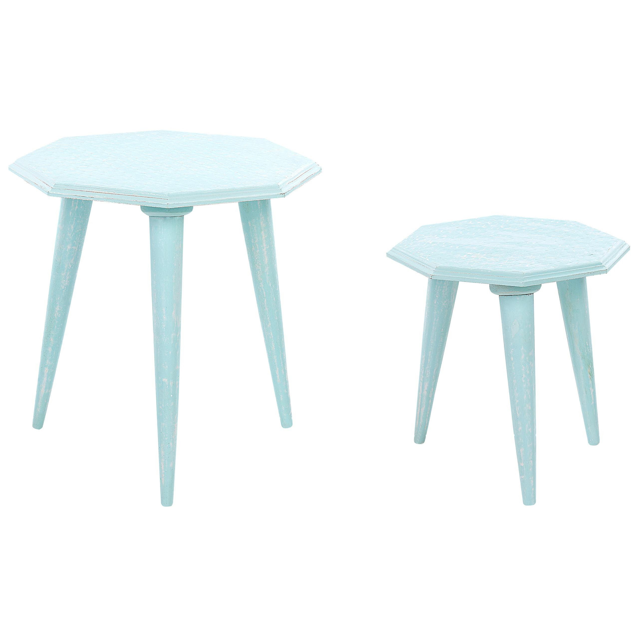 BEISTELLTISCH 2er-Set Achteckig Blau Kanri - Blau, Holzwerkstoff (42/42/45cm) - Beliani