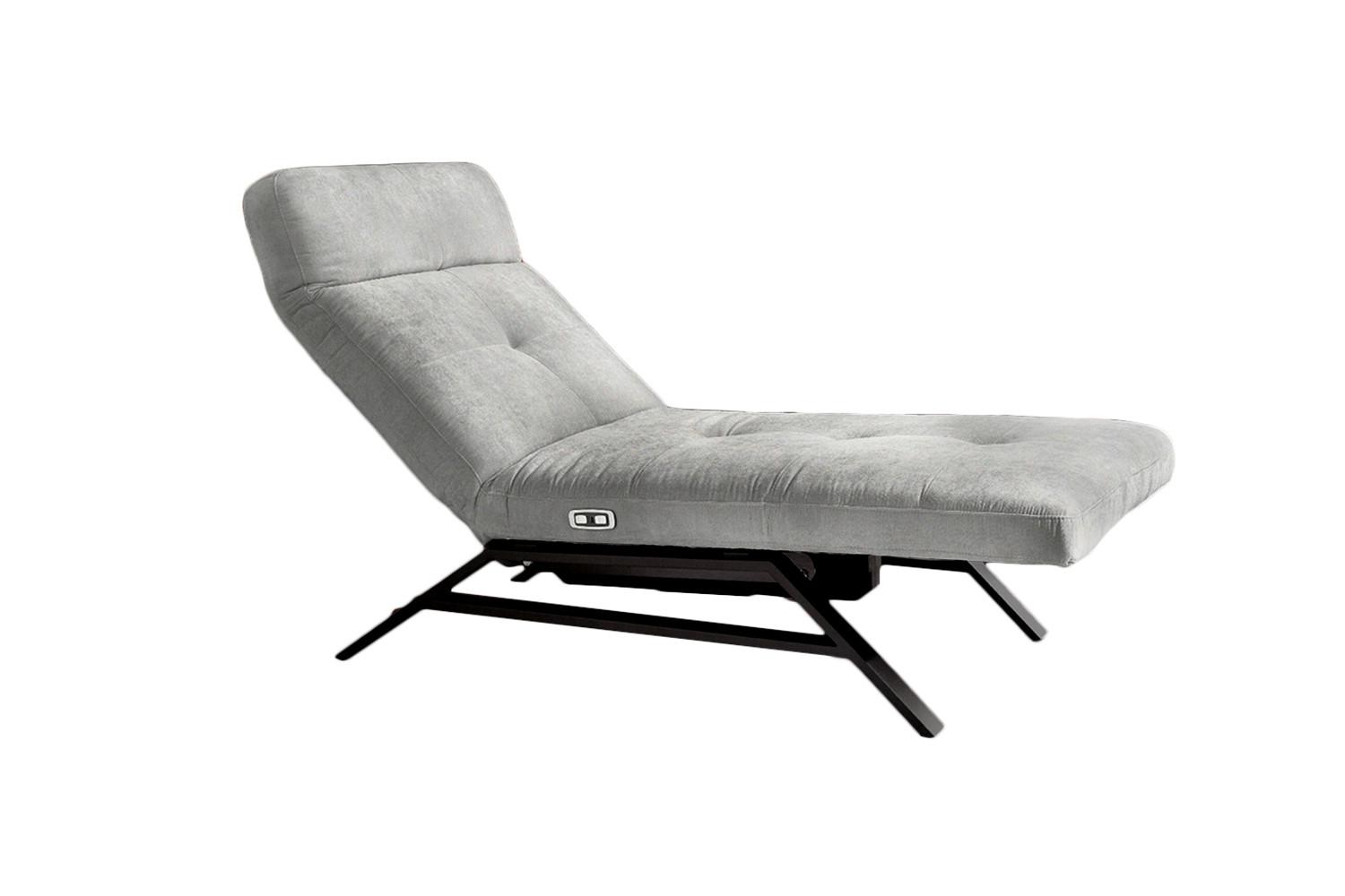 LIEGE MIT MOTORISCHER RELAXFUNKTION AMERIVA Silber Velvet Relaxfunktion - Silberfarben/Schwarz, Textil (80/110/158cm) - KAWOLA