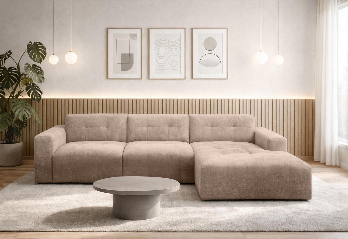 ECKSOFA L Form Corlu Braun 310/165/78 cm – stilvolle kleine Eckcouch Rechts - Schwarz/Braun, Kunststoff/Textil (165/310cm) - AX Living