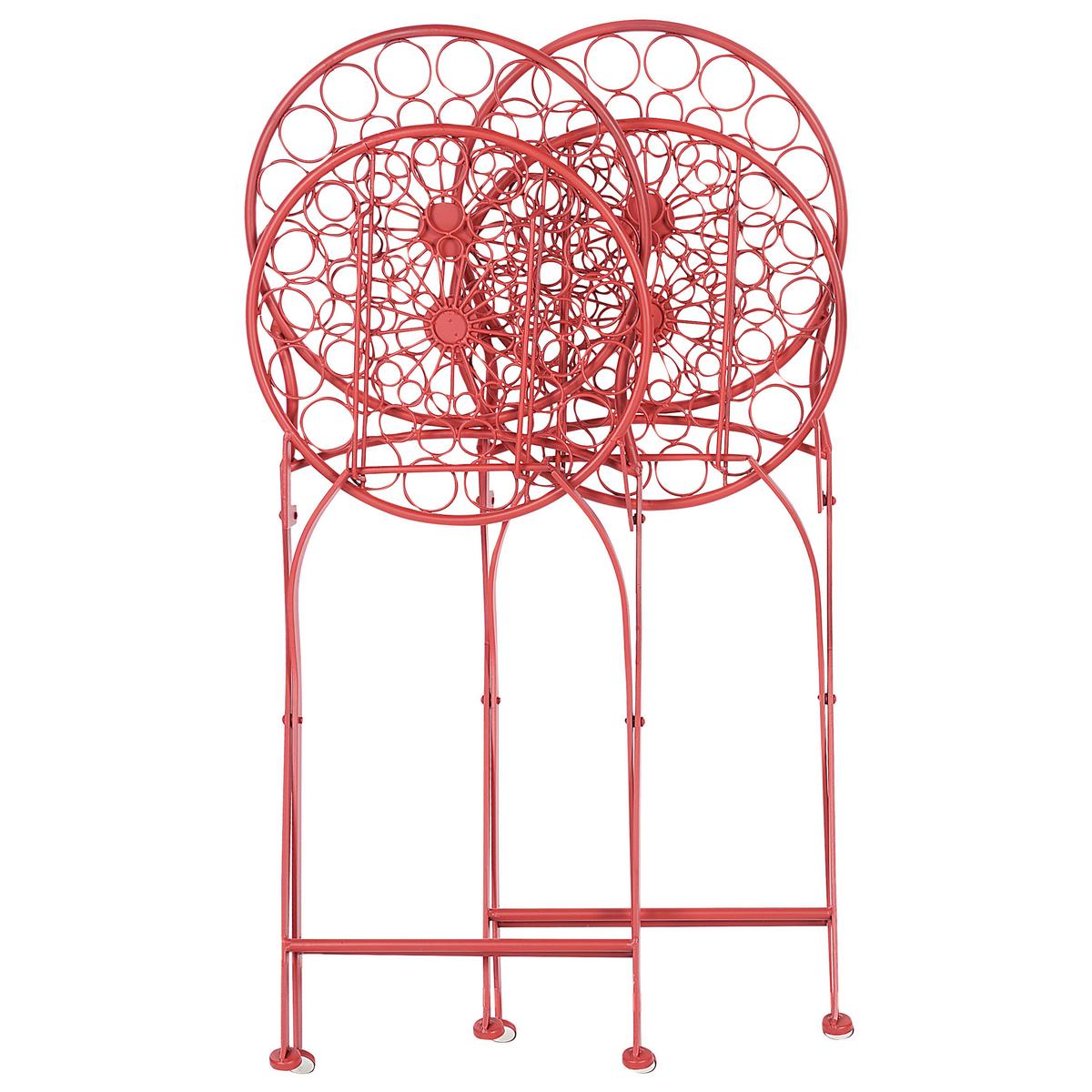 GARTENSTUHL 2er-Set Eisen rot Scario - Rot, Metall (40/94/47cm) - Beliani