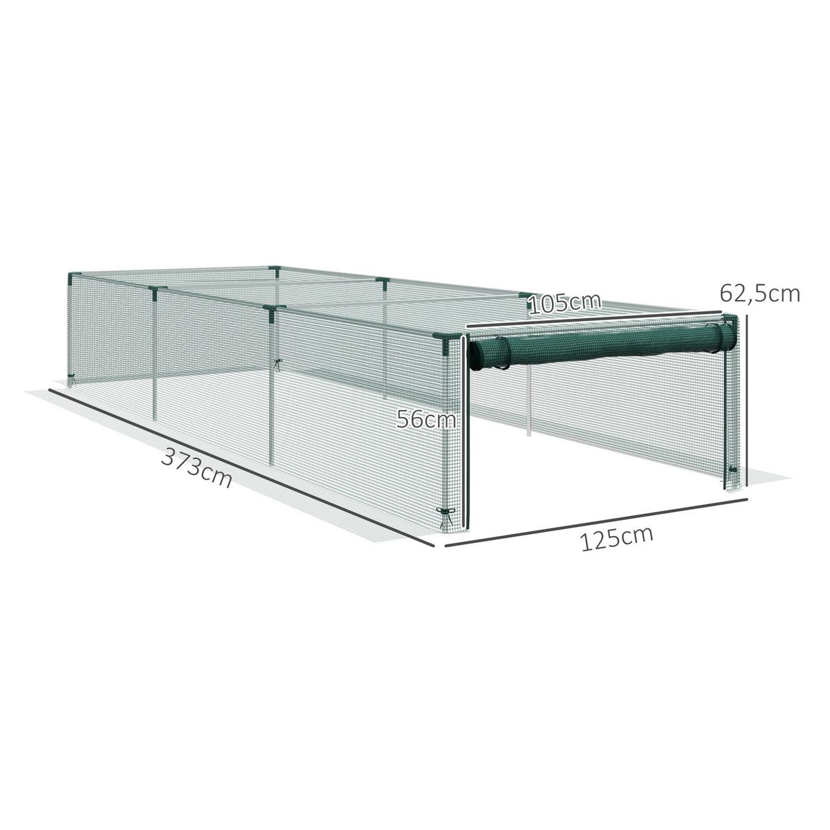 PFLANZENSCHUTZZELT mit Reißverschlusstür, für Garten, Balkon, Stahl, Grün - Grün, Metall (373/62.5/125cm) - Outsunny