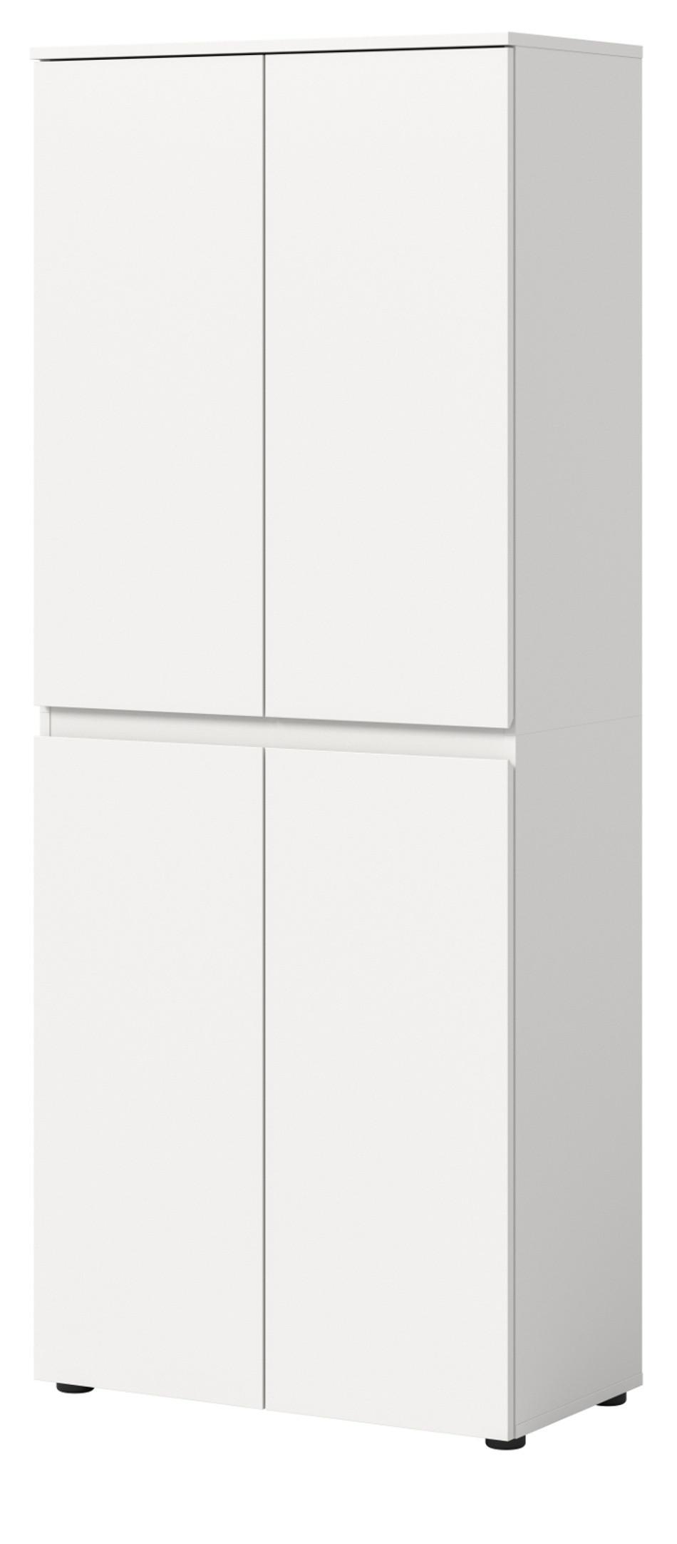 MEHRZWECKSCHRANK weiß 70 x 175 cm, Stauraumschrank 4-türig mit 9 Fächern - Schwarz/Weiß, Holzwerkstoff/Kunststoff (70/175/37cm) - Inn.Furn