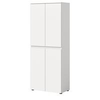 MEHRZWECKSCHRANK weiß 70 x 175 cm, Stauraumschrank 4-türig mit 9 Fächern - Schwarz/Weiß, Holzwerkstoff/Kunststoff (70/175/37cm) - Inn.Furn