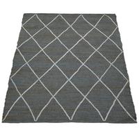 JUTETEPPICH handgewebt wendbar, mit Rautenmuster, Anthrazit, 60 x 100 cm - Anthrazit, Textil (100/60cm) - KADIMA DESIGN