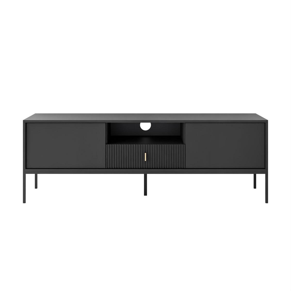 TV-ELEMENT MIDNIGHT mit Schubladen auf Gestell schwarz - Schwarz, Holzwerkstoff (154.5/52.5/39cm) - Lookway