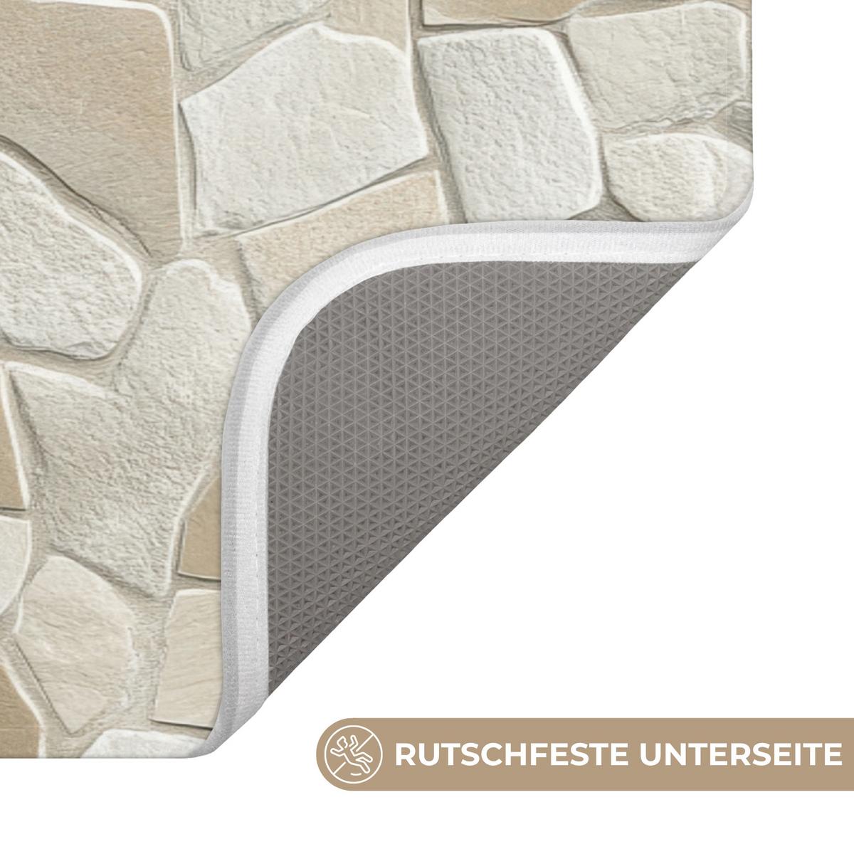 BADEMATTE Mosaik - Steine - Beige 120x60 cm - Beige/Creme, Textil (120/60cm) - OnlyWow