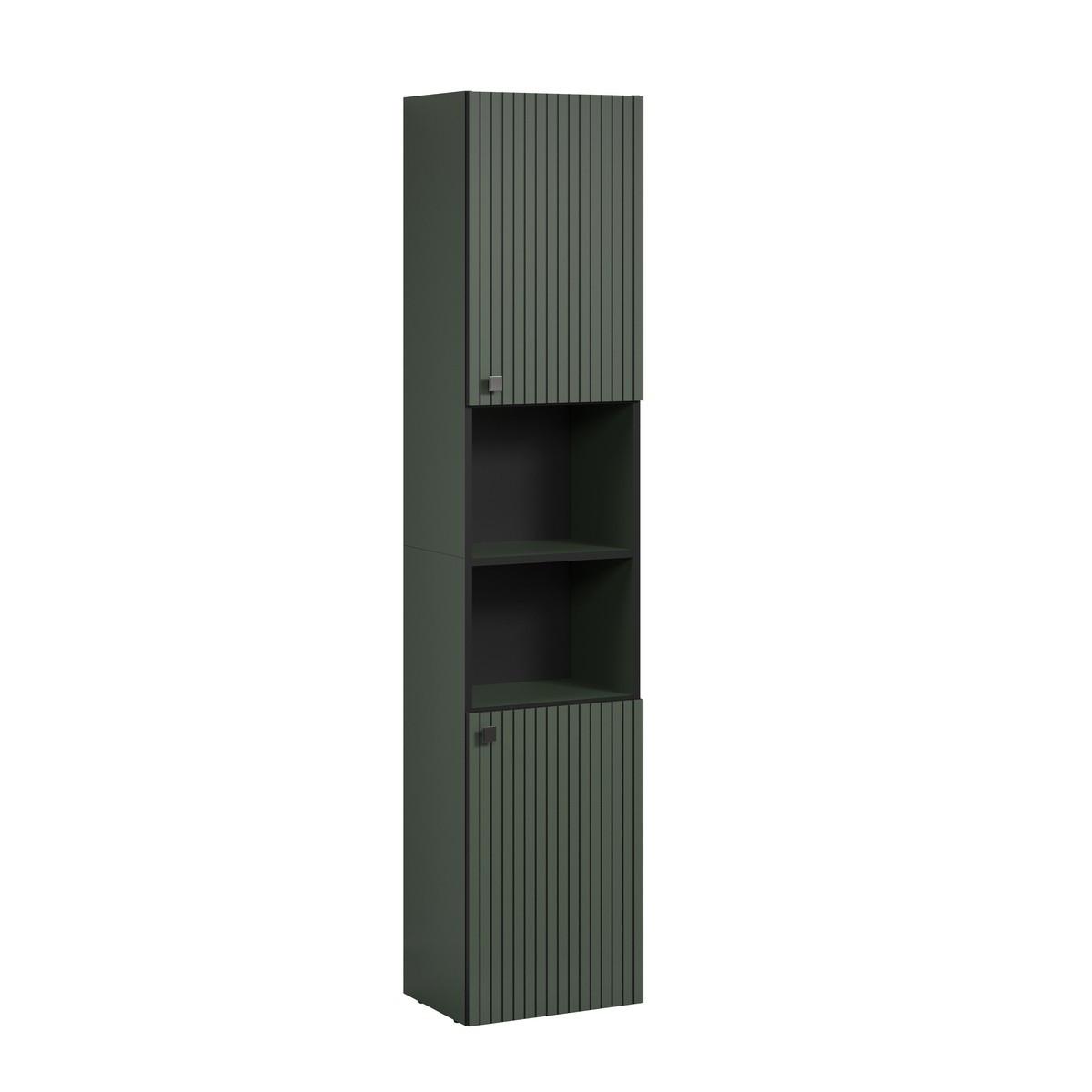 BADEZIMMERSÄULE mit Rillen, 2 Türen und 2 Fächern - purebliss 112/15/44,5 cm - Grün, Holzwerkstoff (40/186/31cm) - Trendteam