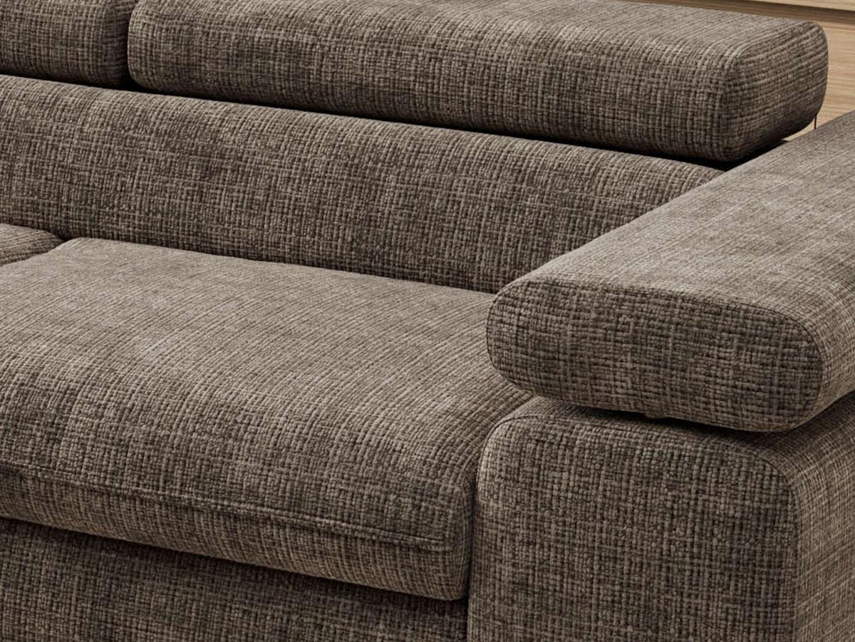 ECKSOFA PABLO L Braun Schenille grob gewebt - Links Seite mit T25 Topper - Schwarz/Braun, Textil/Metall (208/273cm) - MKS
