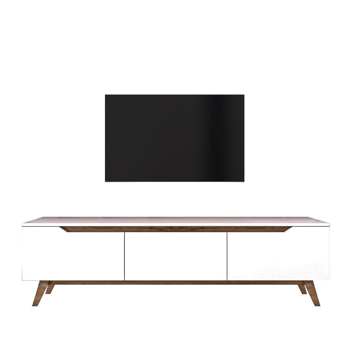 TV-MÖBEL mit 3 Türen weiß - L180 cm - Weiß, Holzwerkstoff (35/48.6/12.5cm) - Calicosy