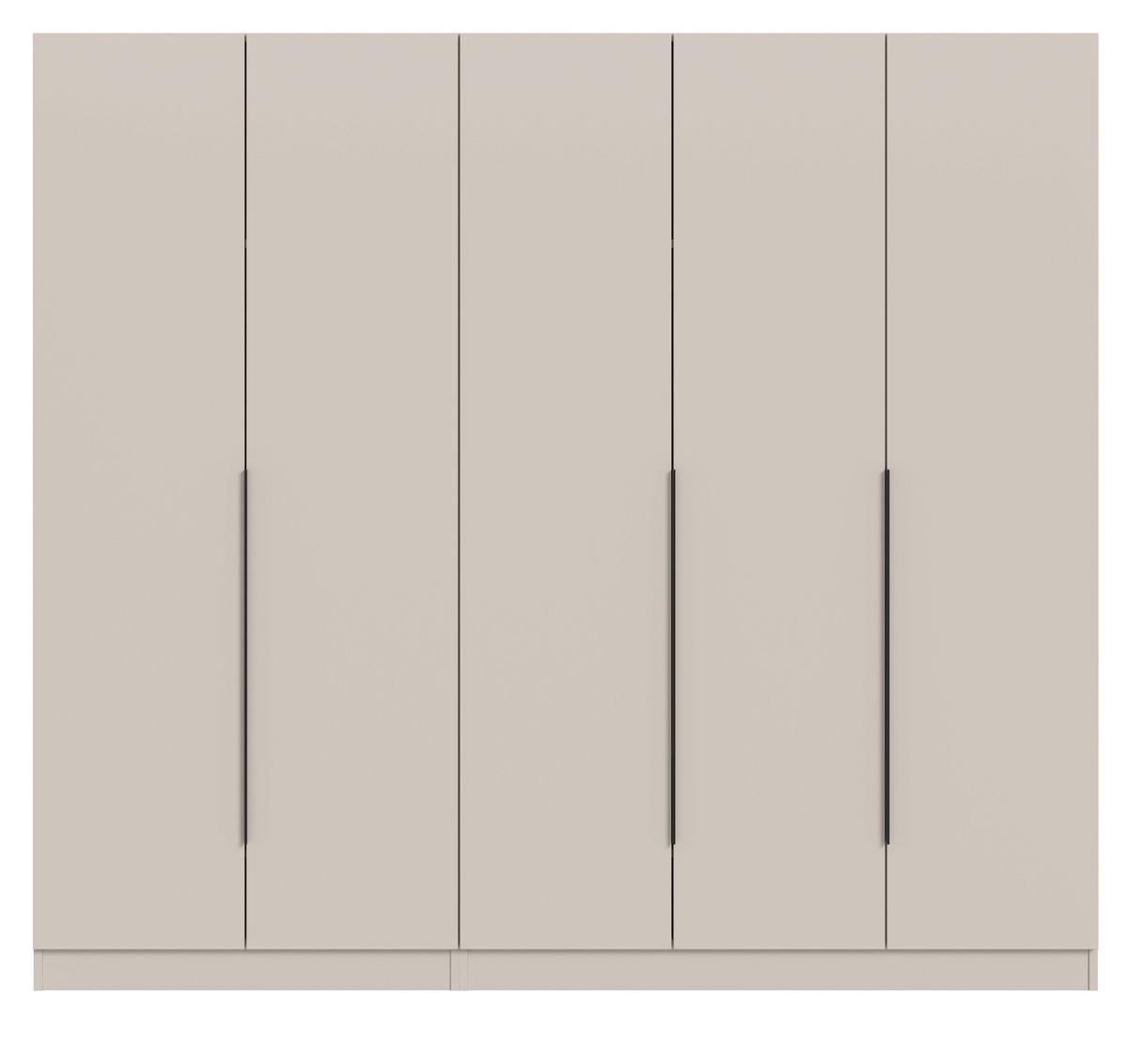 KLEIDERSCHRANK kaschmir 200 x 181 cm, Drehtürenschrank 5-türig mit Einlegeböden - Kaschmir/Schwarz, Holzwerkstoff/Kunststoff (200/181/52cm) - Inn.Furn