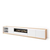 LOWBOARD, Weiß und Eiche Soft, Elektrokamin, 310/37/50cm - Weiß, Holzwerkstoff (310/50/37cm) - Skraut Home