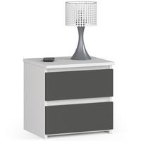 NACHTTISCH Weiß, Graphit Grau 40/40/35 - Weiß, Holzwerkstoff (40/40/35cm) - RAUMHIRSCH FURNITURE