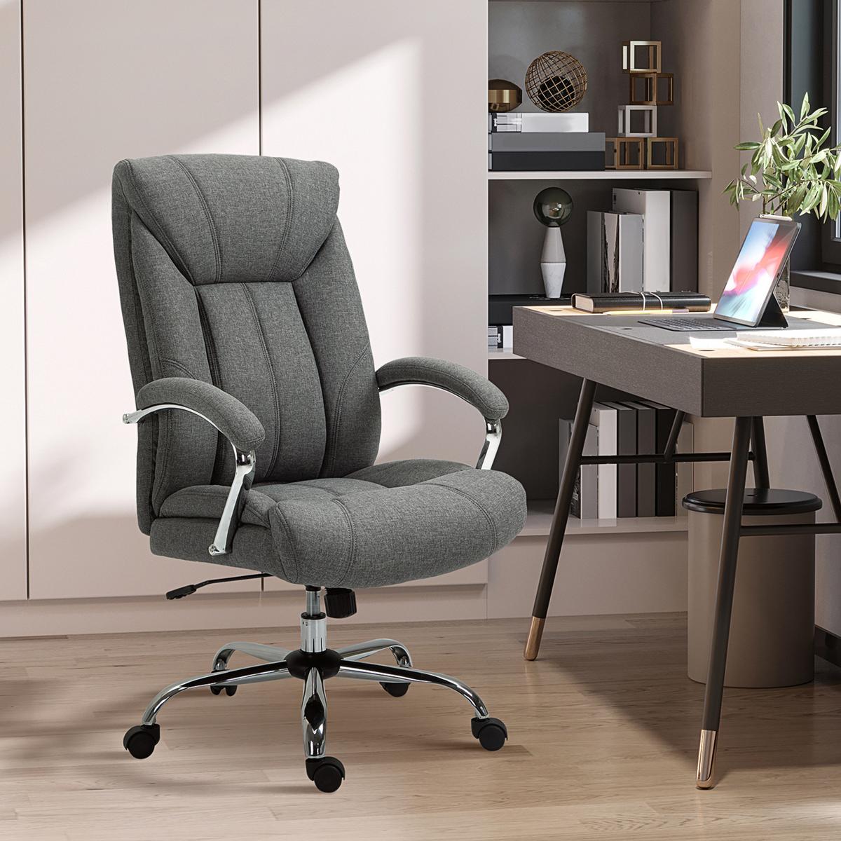 BÜROSTUHL mit Wippfunktion Höhenverstellbarer Schreibtischstuhl Drehstuhl Stahl - Grau, Kunststoff (78/118/65cm) - Vinsetto