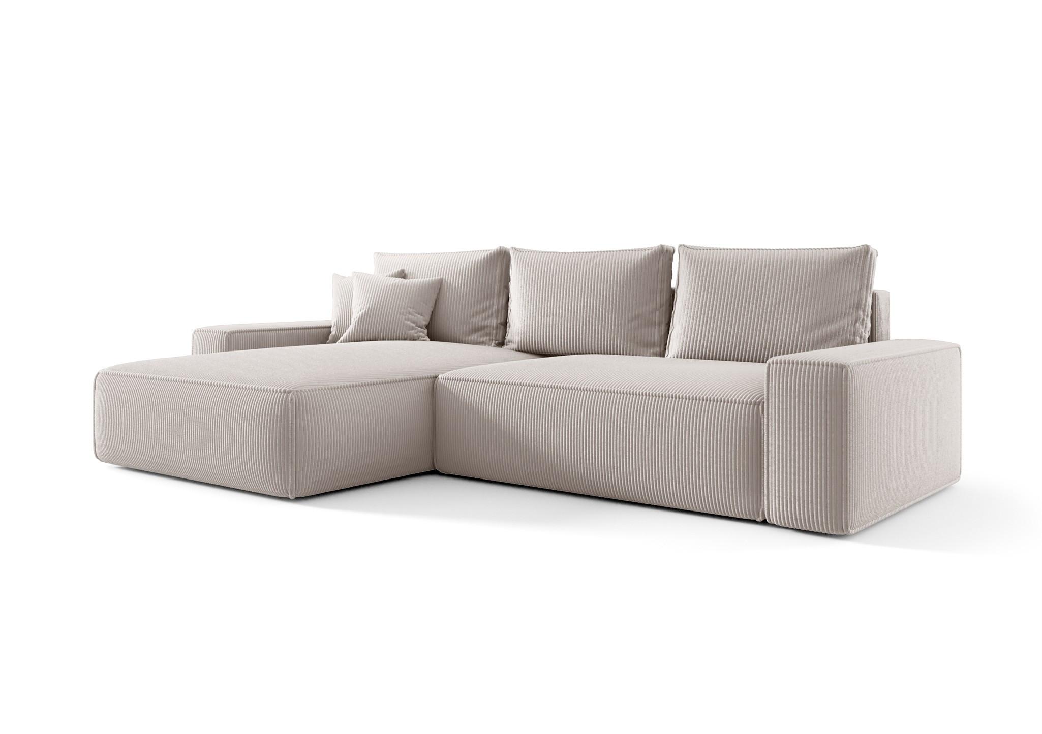 ECKSOFA Walken Mit Schlaffunktion - Weiß, Holzwerkstoff/Textil (280/185cm) - Fun Möbel