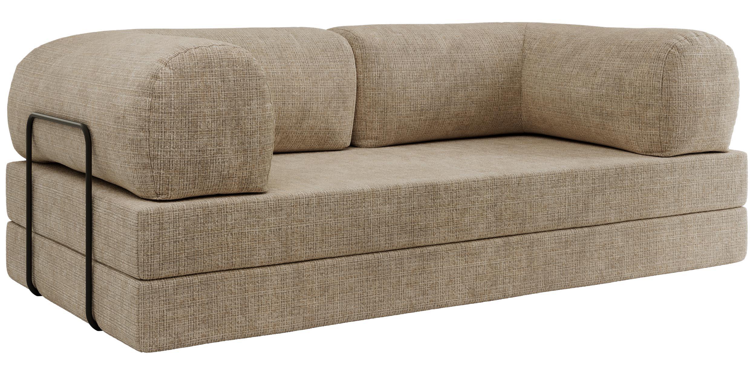 3-SITZER SOFA ORSETTO - Beige Schenille grob gewebt - Beige/Schwarz, Textil/Metall (200/70/100cm) - MKS