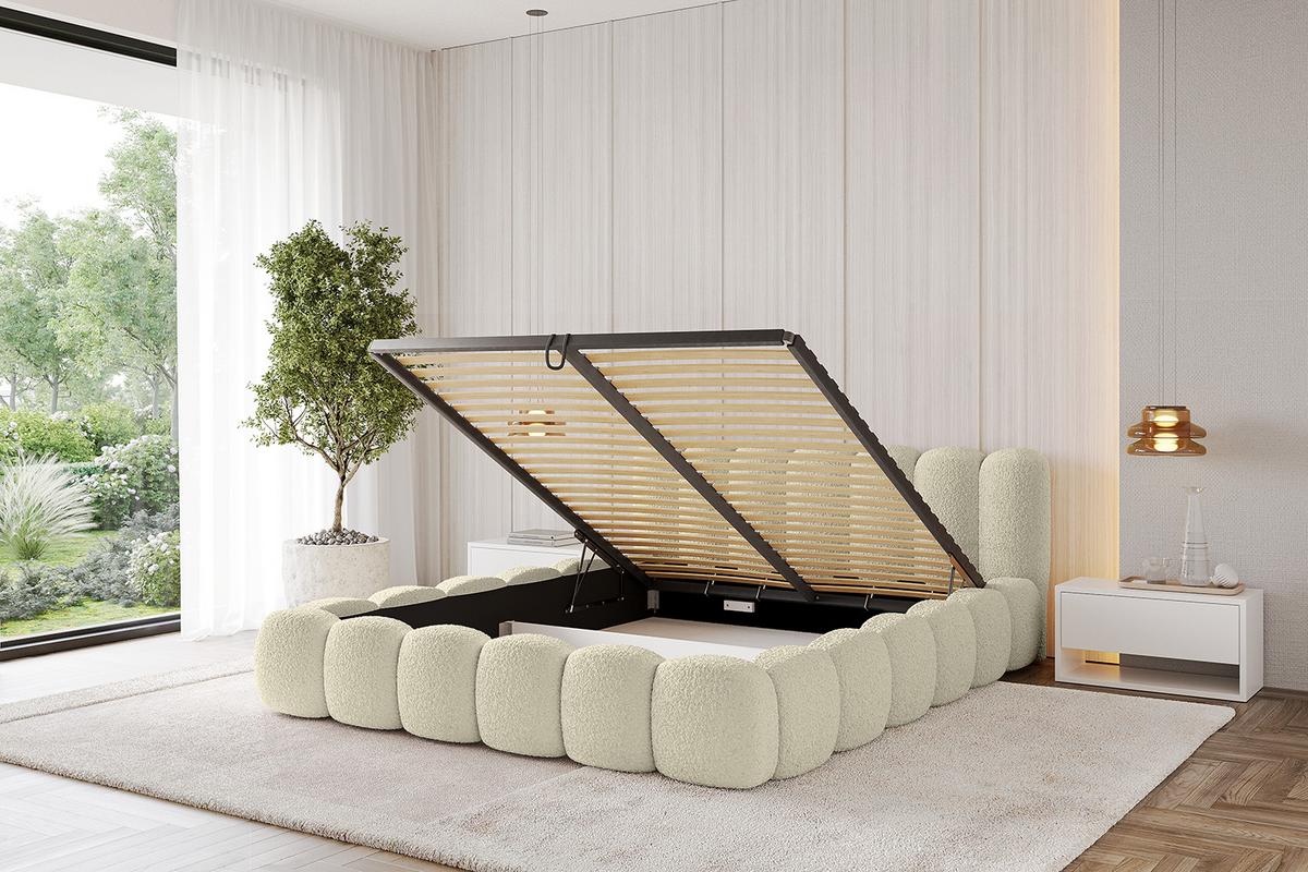 POLSTERBETT mit Bettkasten und Lattenrost, Boxbett ohne Matratze - SENA-v1 180x200 Beige - Beige, Holzwerkstoff/Textil (180/200cm) - ALTDECOR