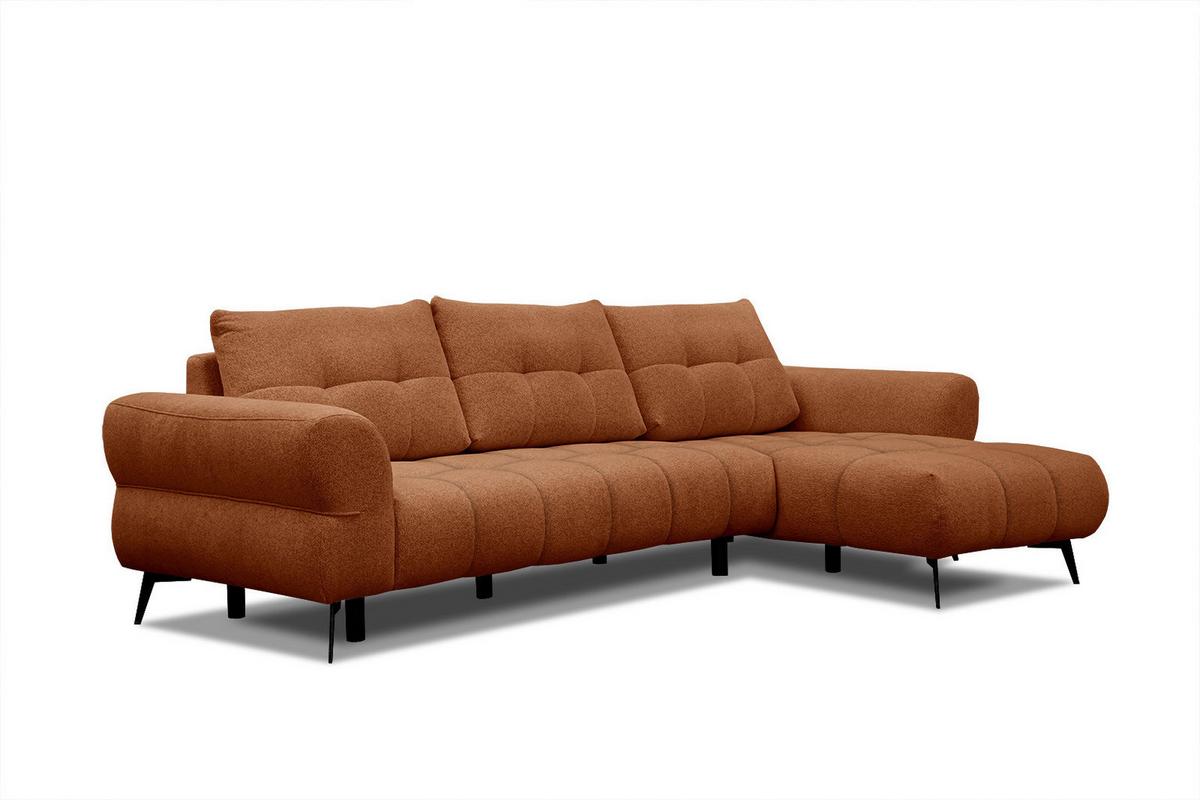 ECKSOFA SALVINI 4-Sitzer, dunkelorange - Dunkelorange/Schwarz, Holzwerkstoff/Textil (292/158cm) - Wozimo
