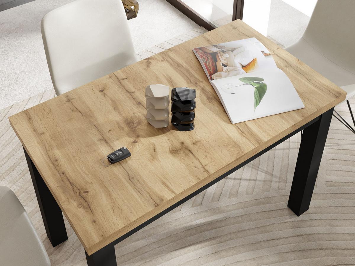 ESSTISCH Arden rechteckig, Eiche Hell Braun 100/60/73 cm - Eiche Wotan/Schwarz, Holz/Holzwerkstoff (60/100/73cm) - WFL GROUP