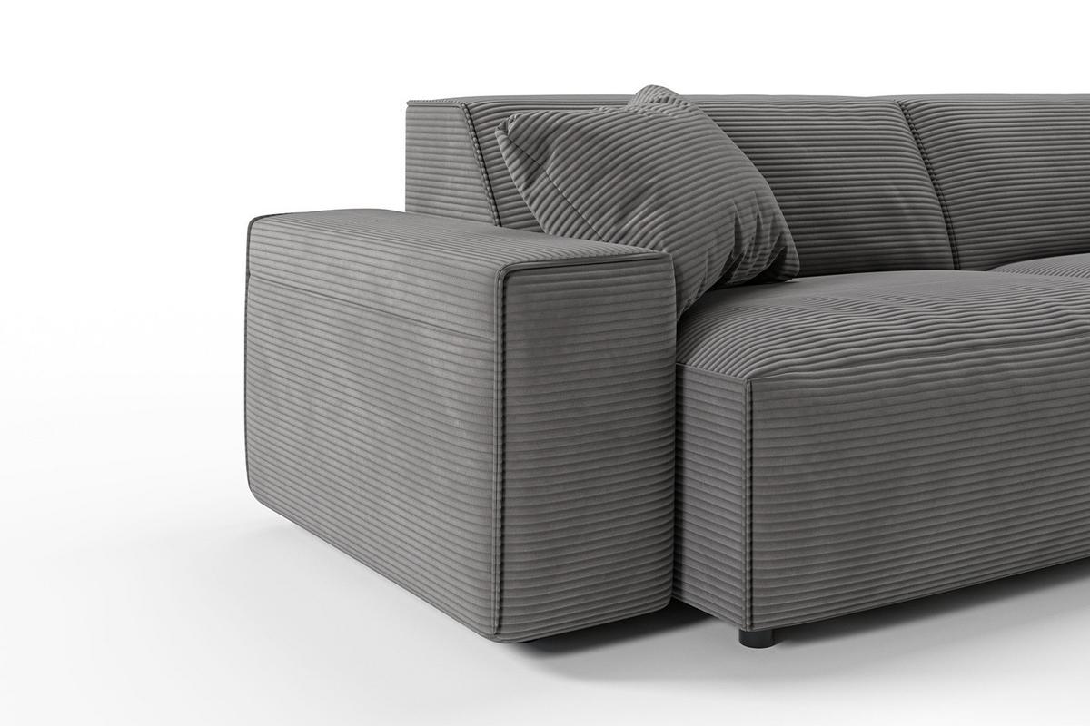ECKSOFA RANI Grau Cord - Dunkelgrau/Schwarz, Kunststoff/Textil (299/189cm) - KAWOLA