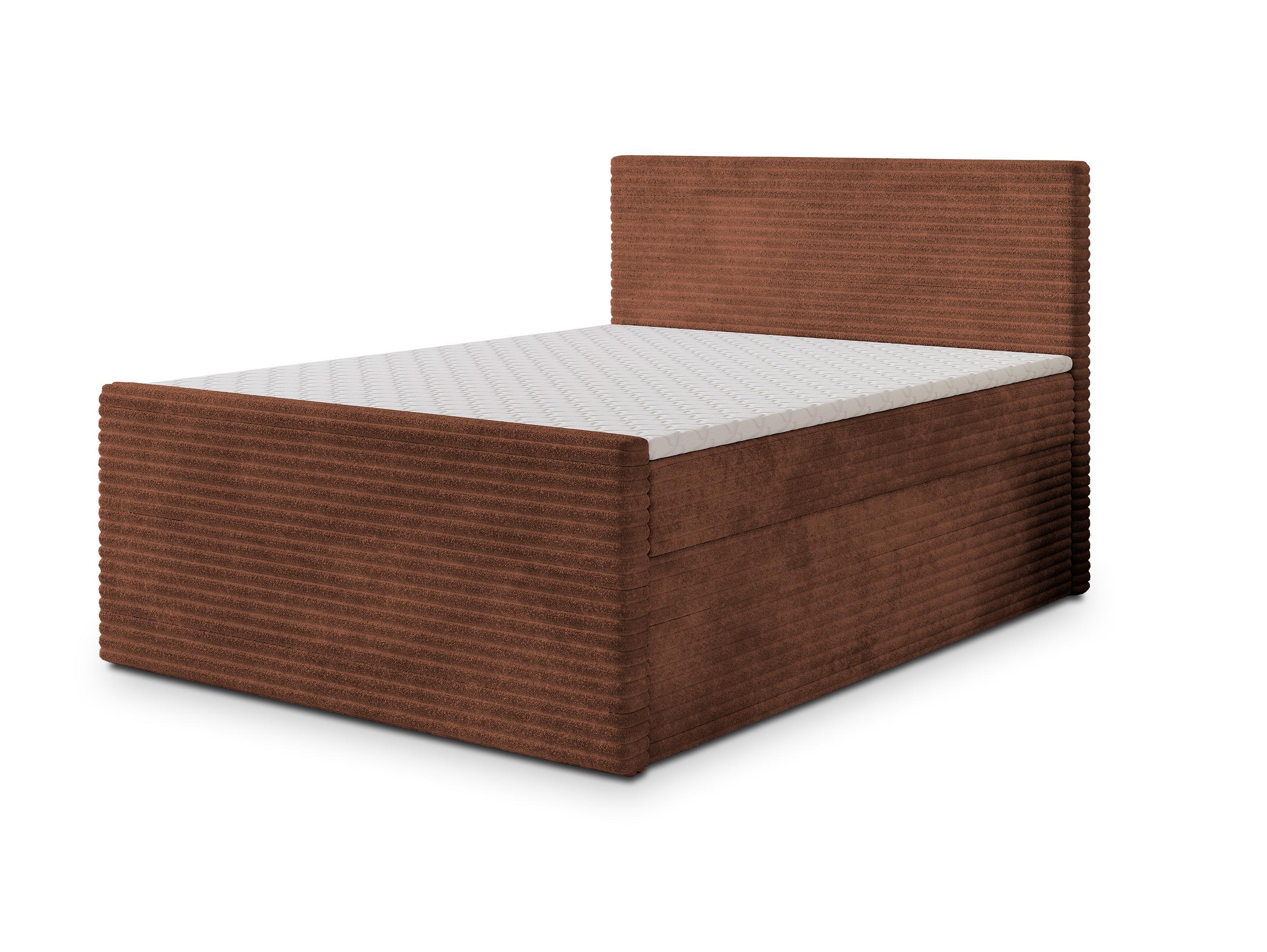 BOXBETT NOLEN 160x200 cm mit Matratze und Topper - Braun - Braun, Holz (160/200cm) - MASSENO