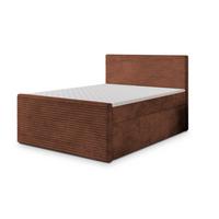 BOXBETT NOLEN 160x200 cm mit Matratze und Topper - Braun - Braun, Holz (160/200cm) - MASSENO
