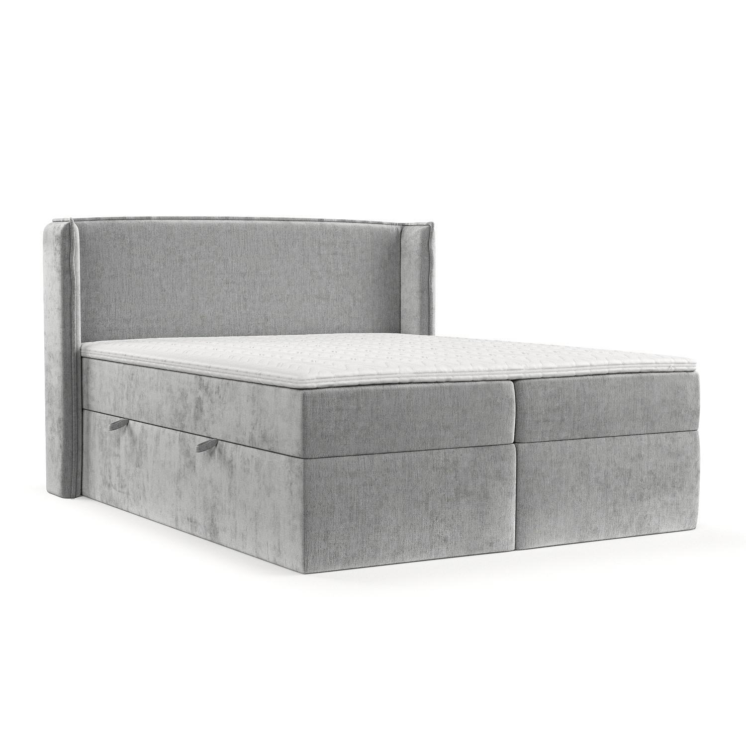 BOXBETT Viva 140/200 cm Hellgrau im Lotta Stoff - Hellgrau/Schwarz, Holz/Holzwerkstoff (140/200cm) - AltaBeds