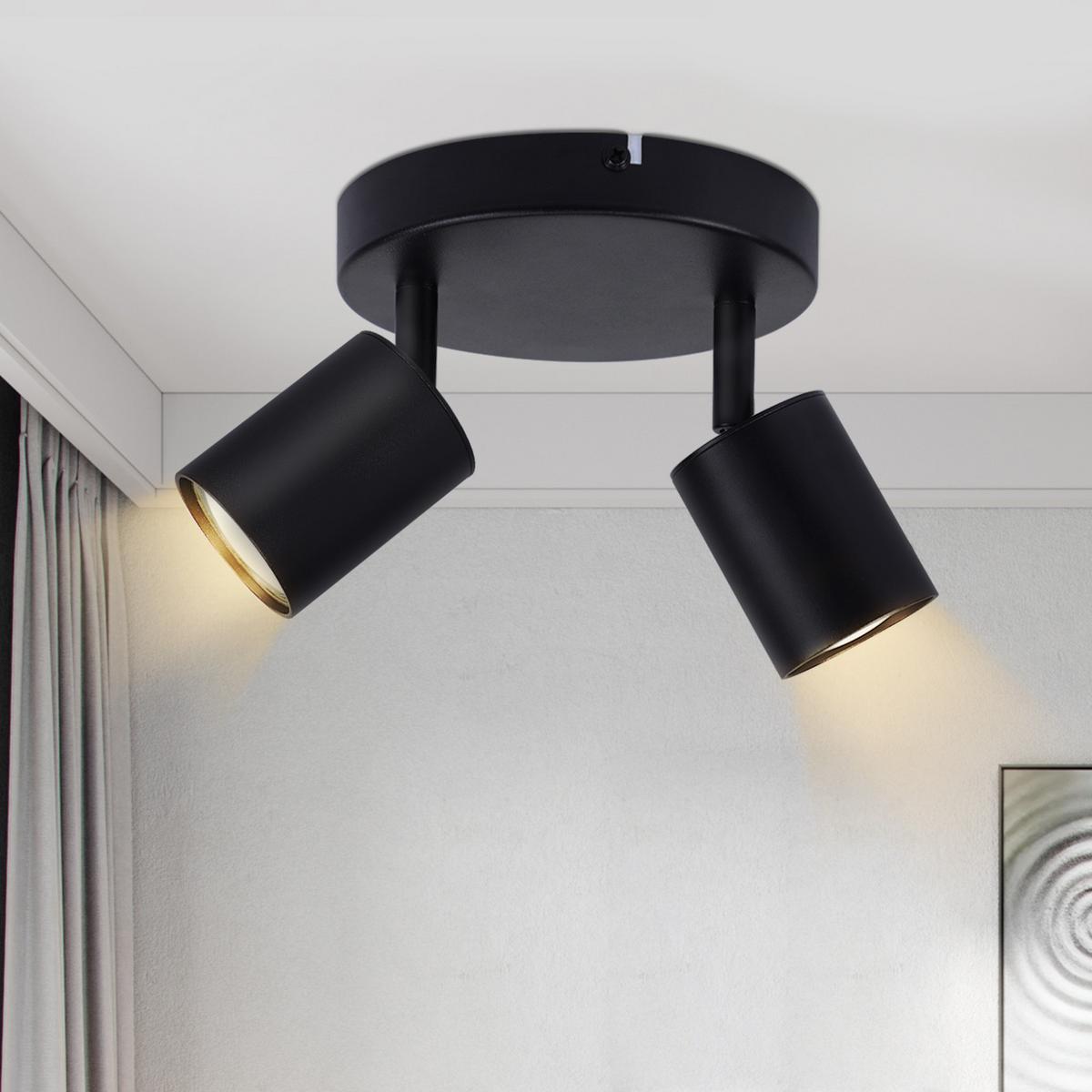 DECKENSTRAHLER Bayreuth 2-flammig 15/15/14.4 cm - Schwarz, Metall (15/15/14.4cm) - Nettlife