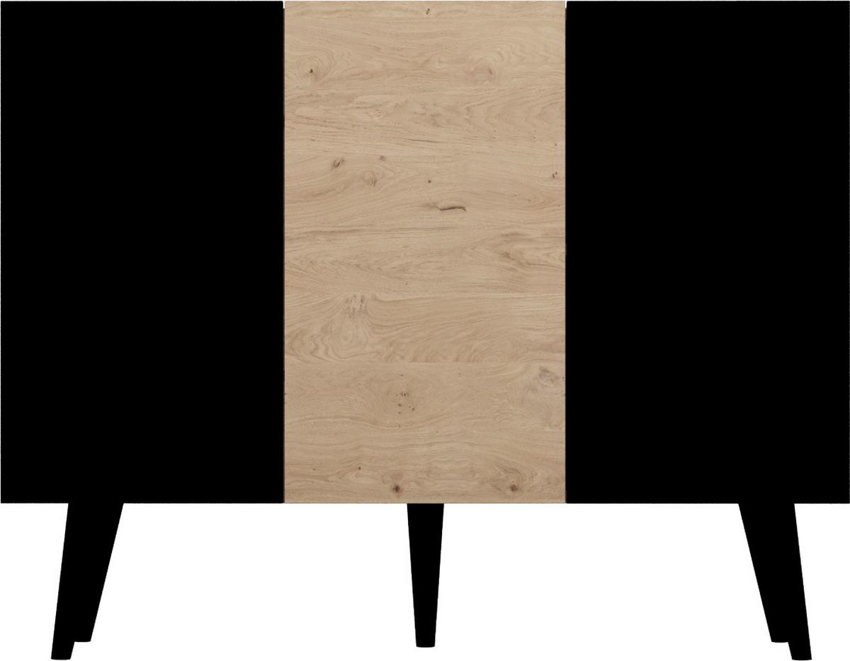 SIDEBOARD Ivy 120/95/40 in Lancelot Eiche, Schwarz - Schwarz/Eiche Artisan, Holz/Holzwerkstoff (120/95.5/39.9cm) - WFL GROUP
