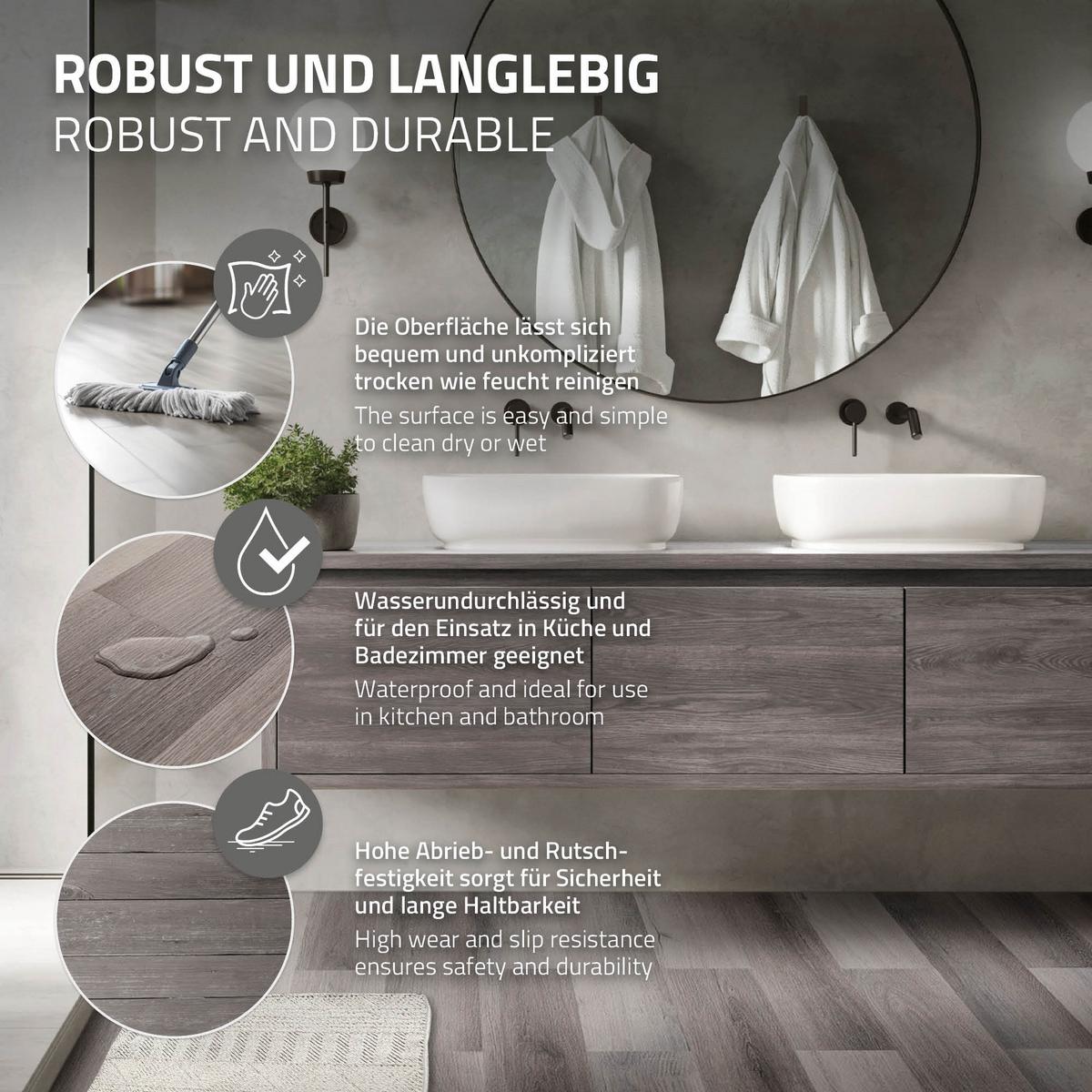 VINYLBODEN selbstklebend 2,23m²/16 Dielen Kiefer Grau - Hellgrau, Kunststoff (91.5/15.3/0.2cm) - ML-DESIGN