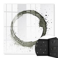 SCHLÜSSELBOX Schwarz 30x30 cm- Türöffnung nach rechts - Zen-Kreis - Weiß, Metall (30/30/5cm) - TULUP