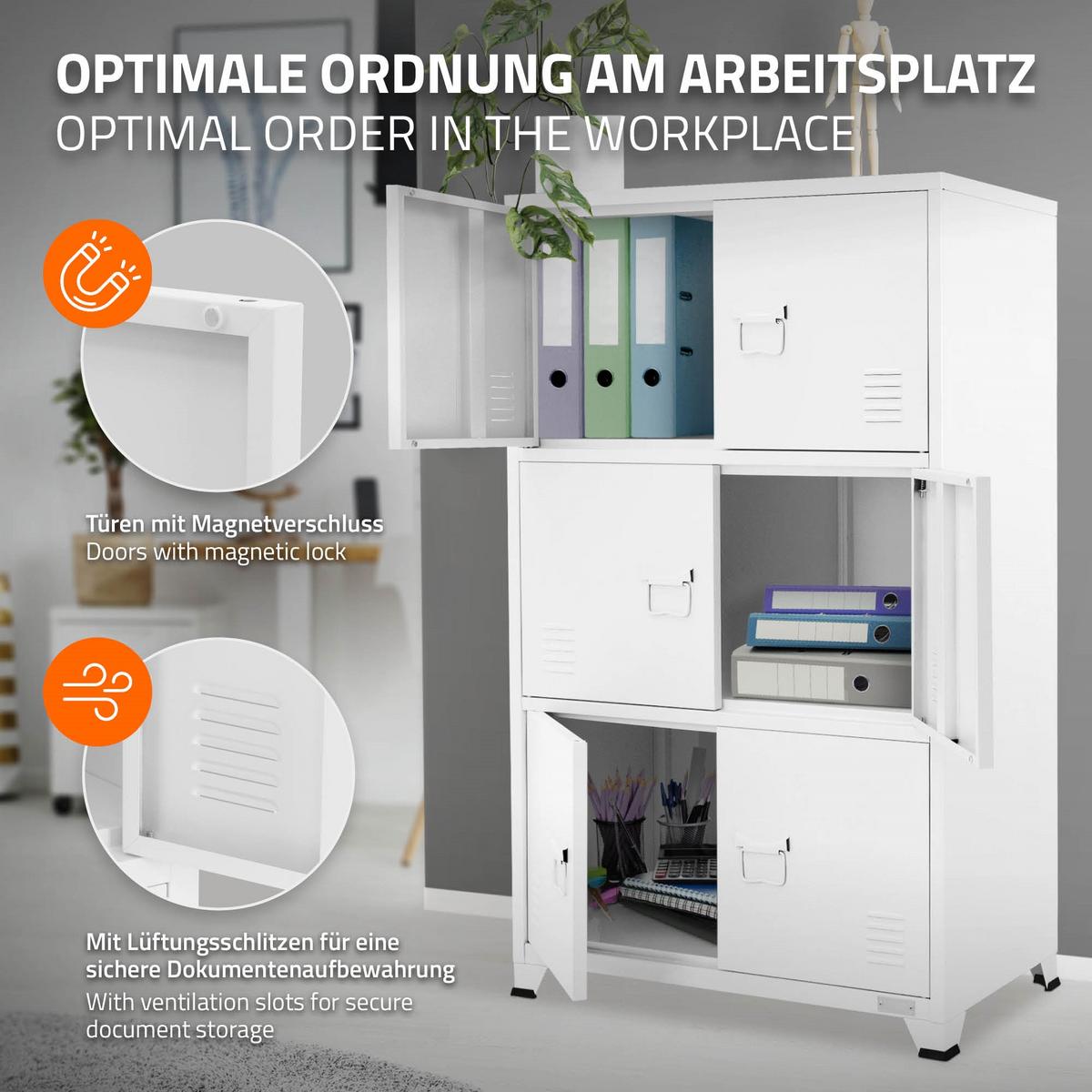 AKTENSCHRANK 75x40x120 cm Weiß aus Stahl - Weiß, Metall (40/120/75cm) - ML-DESIGN