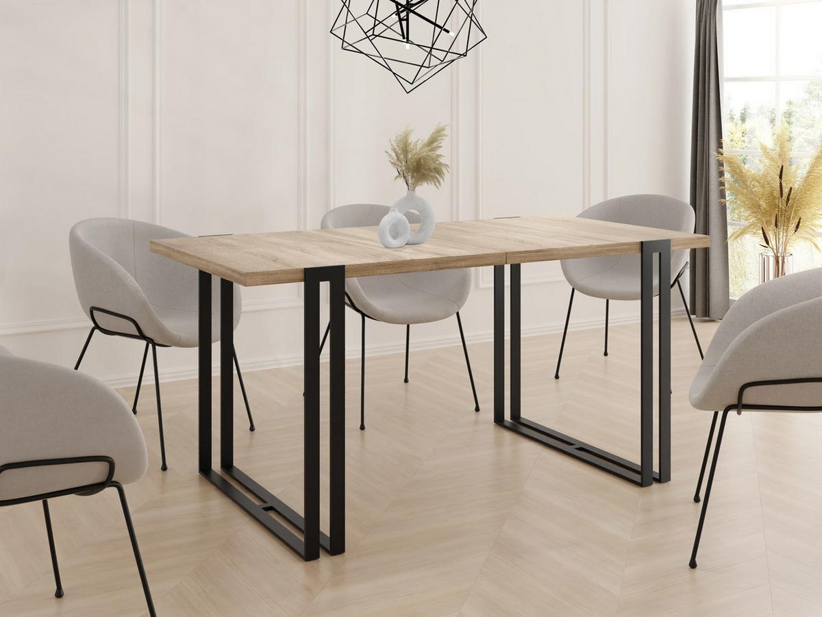 ESSTISCH Marco rechteckig ausziehbar, Sonoma Eiche 120-220/80/76 cm - Schwarz/Sonoma Eiche, Holzwerkstoff/Metall (80/220/76cm) - WFL GROUP