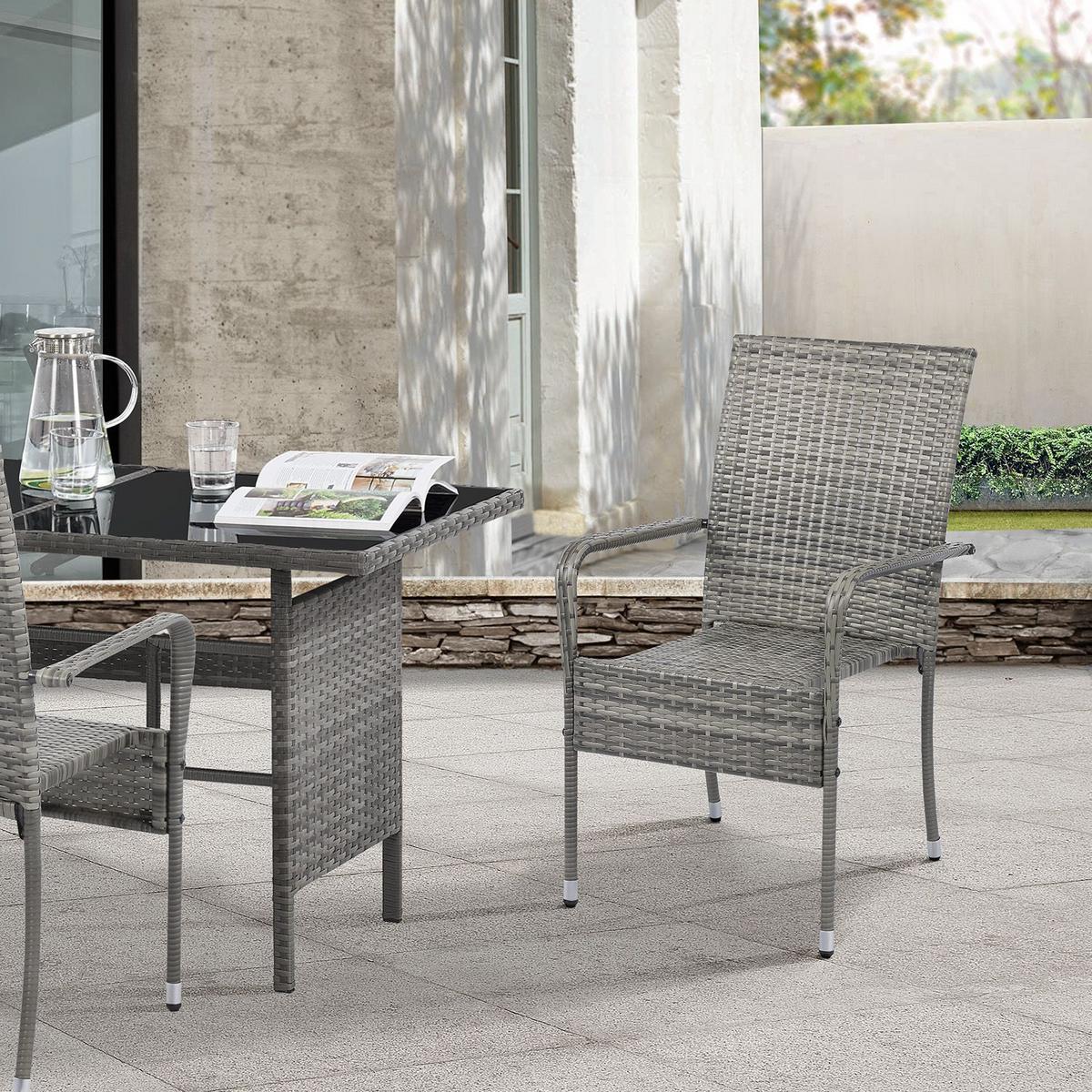 GARTENSTÜHLE Yoro 6er-Set - Grau, Kunststoff (50/90/50cm) - Juskys
