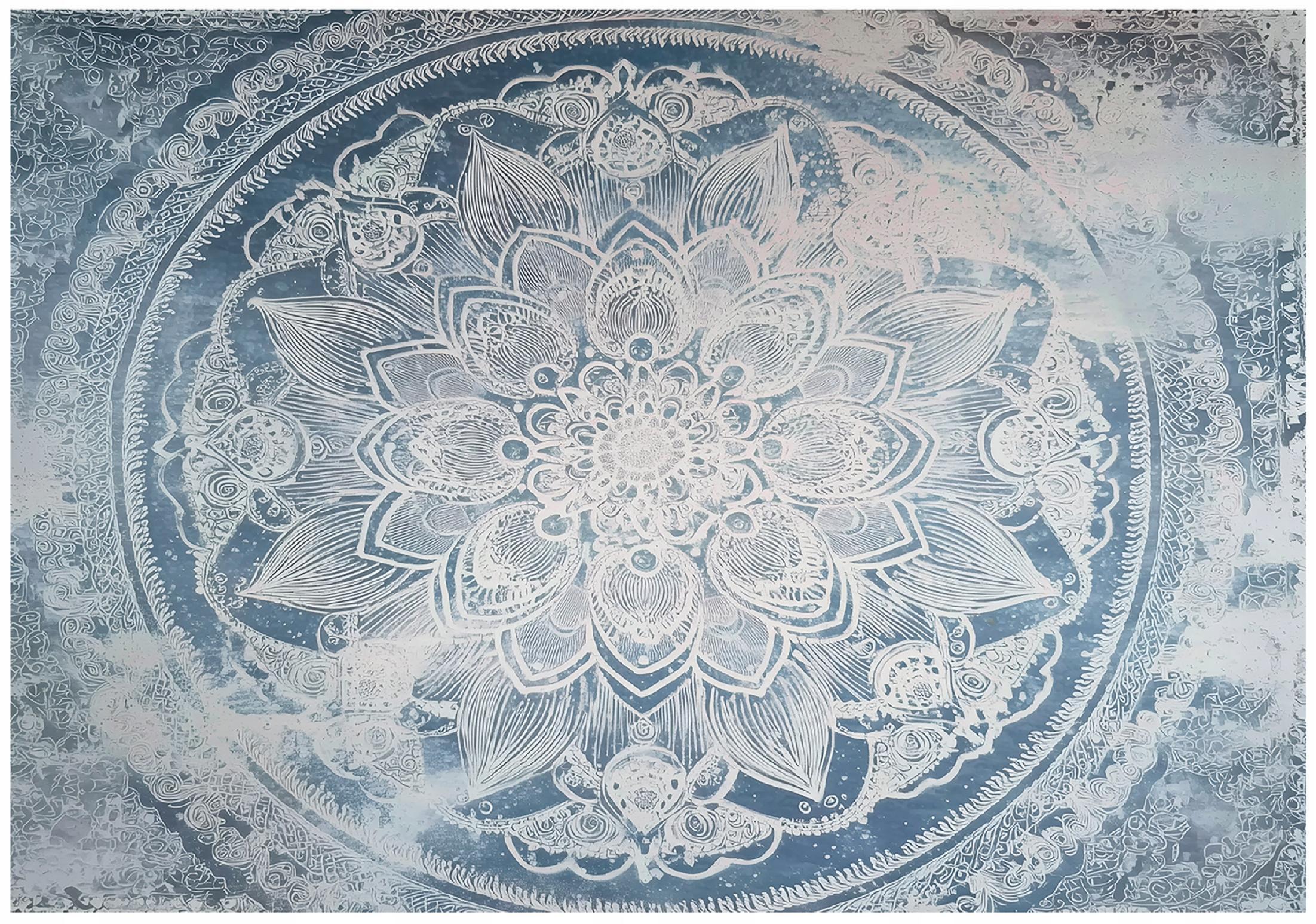 FOTOTAPETE Mandala Beton Blau 350x250 cm - Multicolor, Papier (350/250cm) - Wallarena
